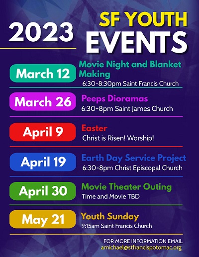 March-May Youth Events Saint Francis Specific resized